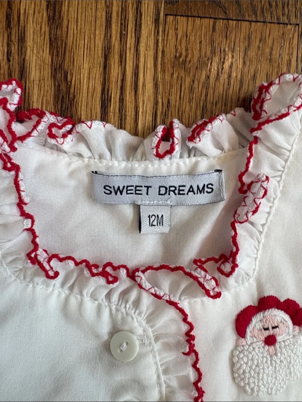 Sweet Dreams Embroidered Santa Long Sleeve Night Gown, size 12M. Like new!